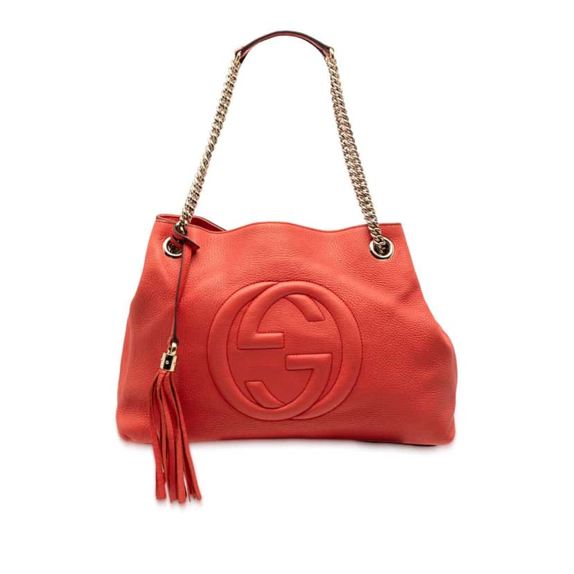 Gucci Medium Calfskin Soho Chain Tote Orange Leather Very good condition - Front View