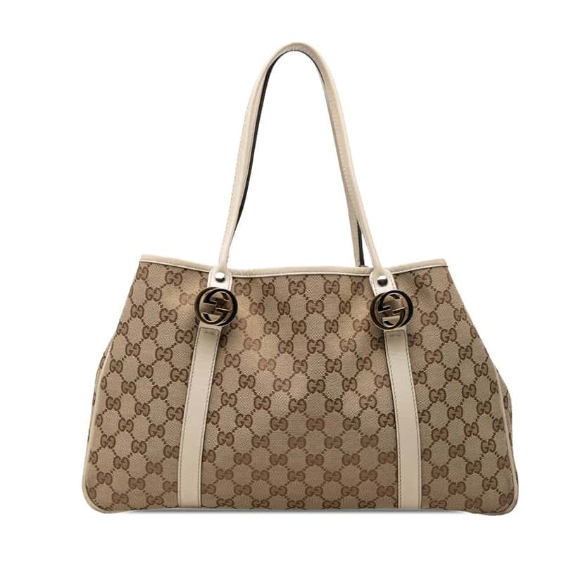 Gucci GG Canvas Twins Tote Beige Very good condition - Front View