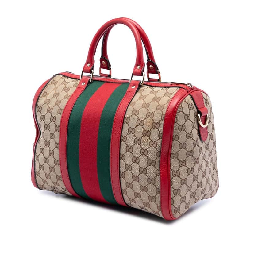 Gucci Medium GG Canvas Web Joy Boston Bag Beige Very good condition - Back View
