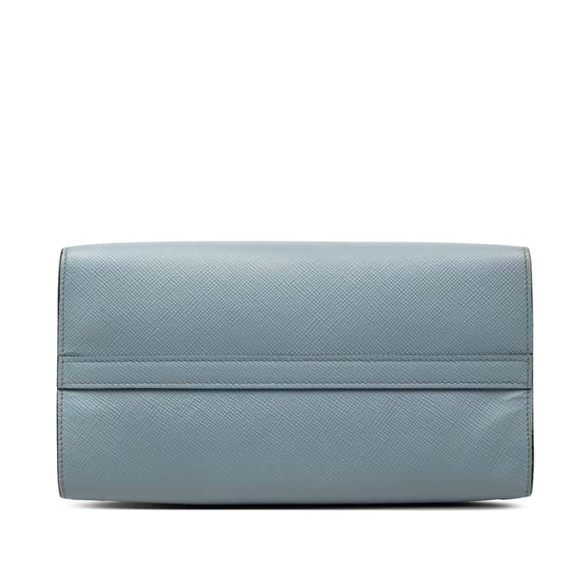 Prada Small Saffiano Cuir Monochrome Top Handle Tote Blue Leather Very good condition - Inside View