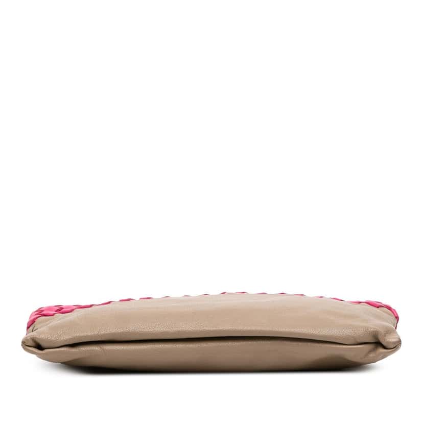 Bottega Veneta Intrecciato Trimmed Bicolor Nappa Clutch Beige Leather Very good condition - Inside View