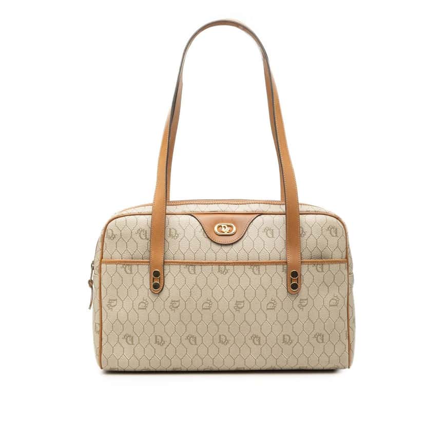 Dior Honeycomb Coated Canvas Shoulder Bag Beige Very good condition - Front View