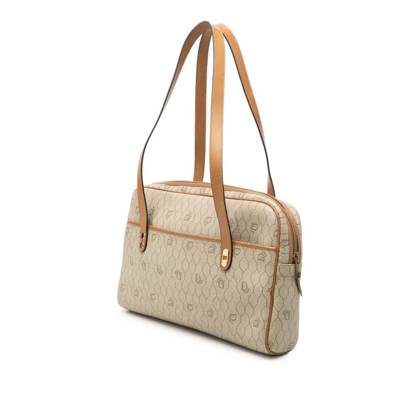 Dior Honeycomb Coated Canvas Shoulder Bag Beige Very good condition - Back View