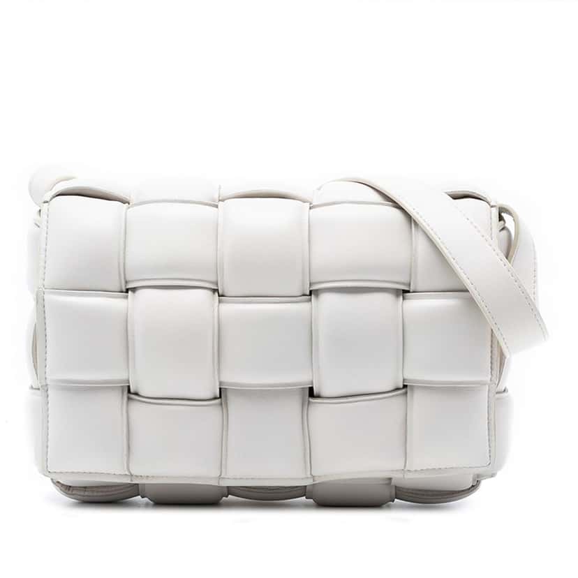 Bottega Veneta Nappa Intrecciato Padded Cassette Crossbody White Leather Very good condition - Front View