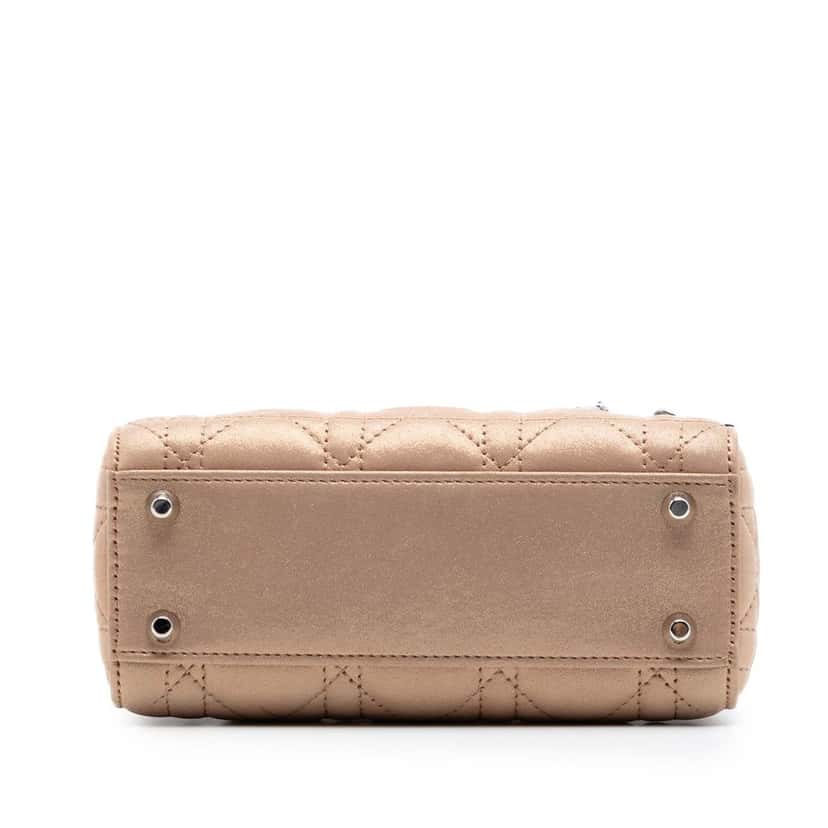 Dior Mini Iridescent Lambskin Cannage Lady Dior Beige Leather Very good condition - Inside View