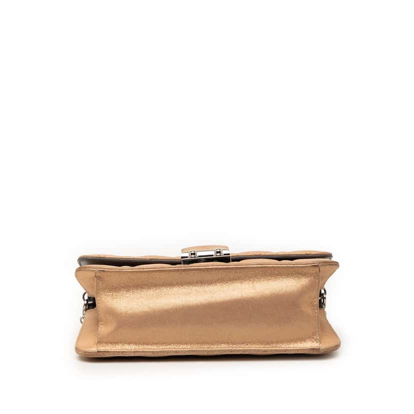 Dior Metallic Lambskin Cannage Miss Dior Promenade Crossbody Gold Leather Very good condition - Inside View