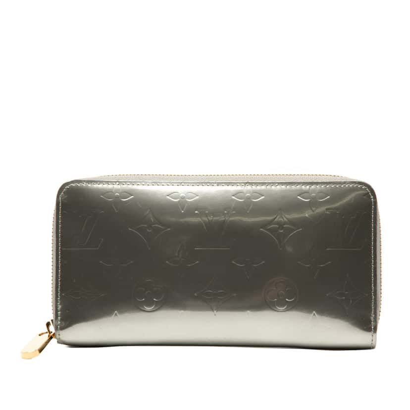 Louis Vuitton Monogram Vernis Zippy Long Wallet Silver Leather Very good condition - Front View