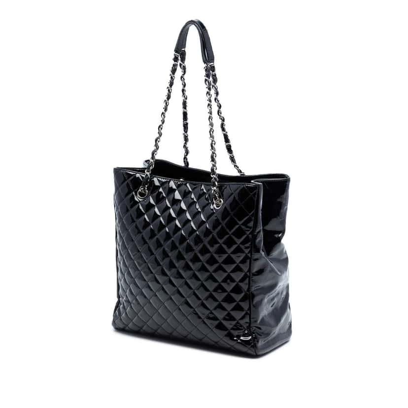 Chanel CC Quilted Patent North South Tote Black Leather Very good condition - Back View