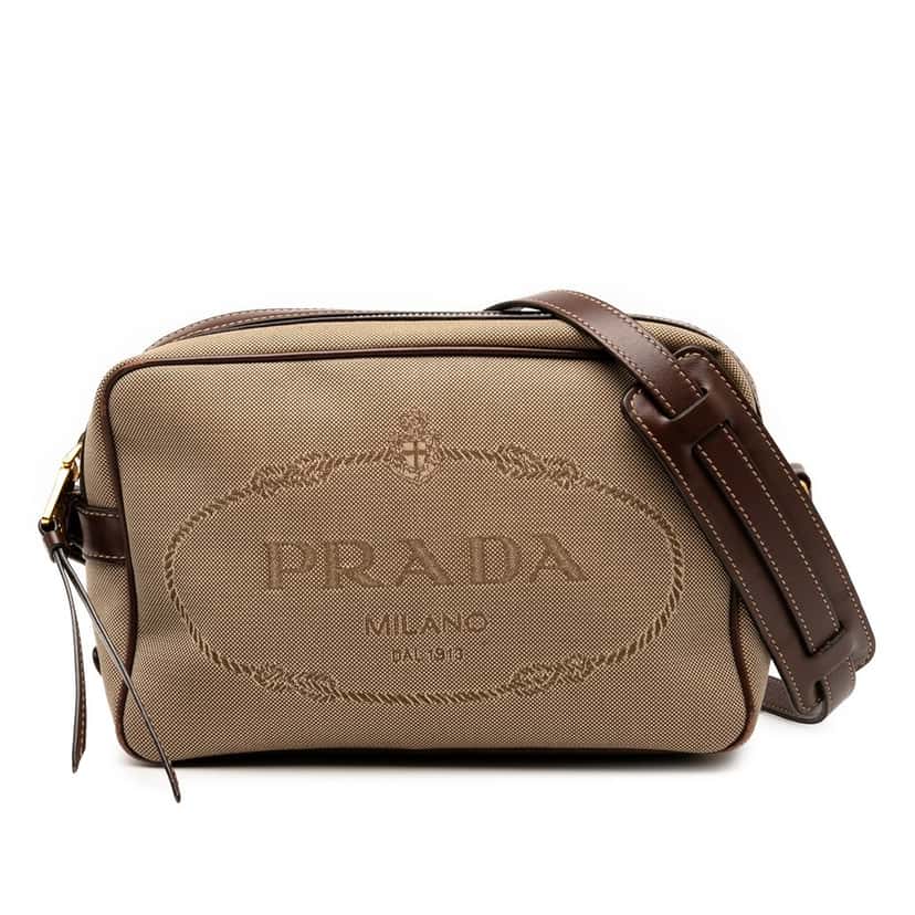 Prada Canvas Canapa Logo Crossbody Beige Very good condition - Front View