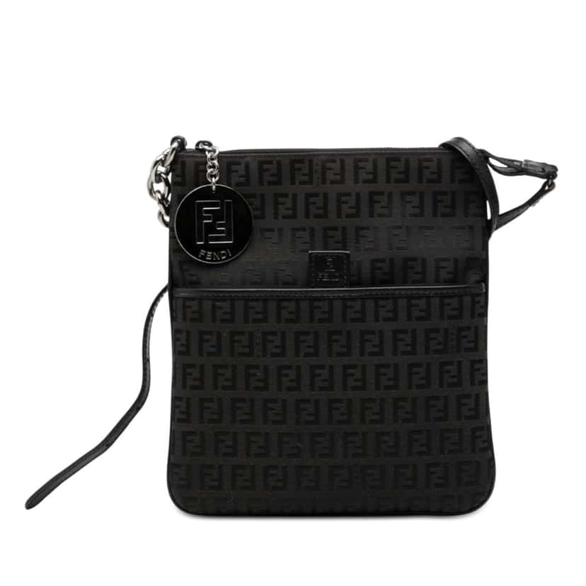 Fendi Zucchino Canvas Crossbody Black Very good condition - Front View