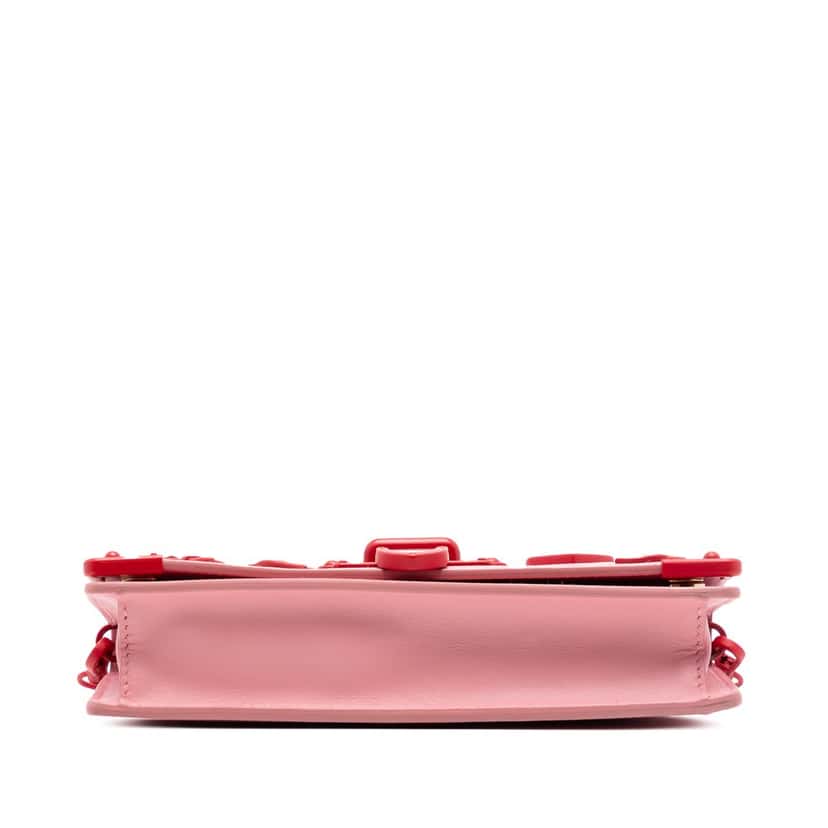 Prada Saffiano Trimmed City Calf Cahier Heart and Flower Wallet on Chain Pink Leather Very good condition - Inside View