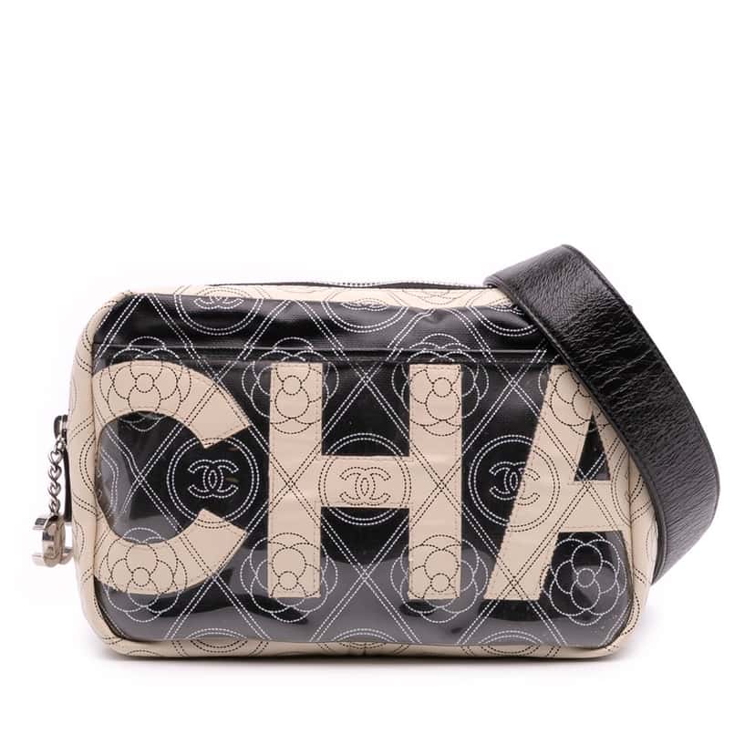 Chanel Coated Canvas Camellia Logo Camera Bag Black Very good condition - Front View