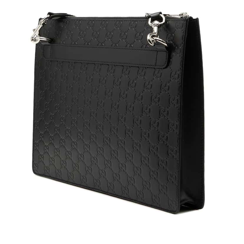 Gucci Guccissima Zip Messenger Bag Black Leather Very good condition - Back View