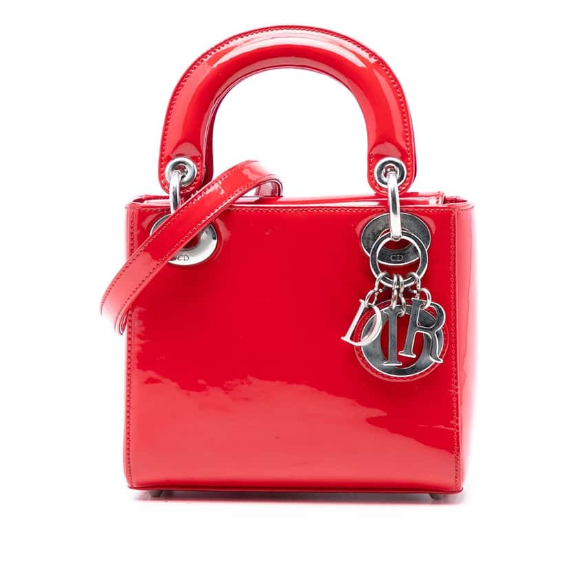 Dior Mini Patent Lady Dior Red Leather Very good condition - Front View