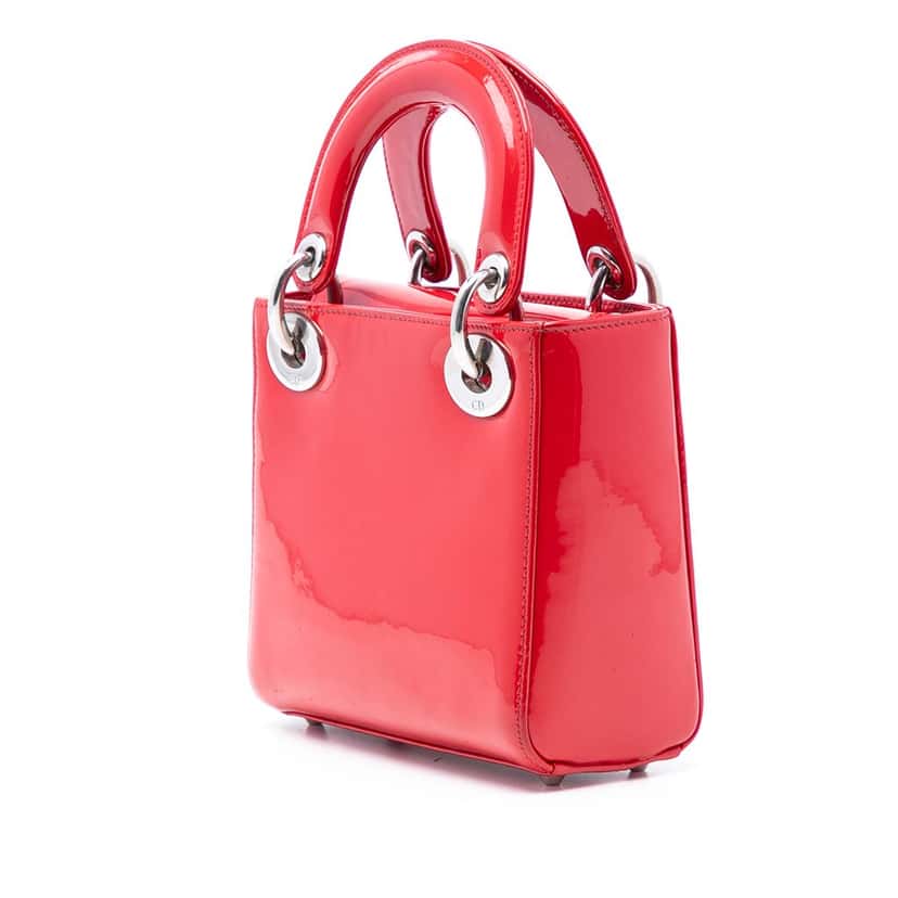Dior Mini Patent Lady Dior Red Leather Very good condition - Back View