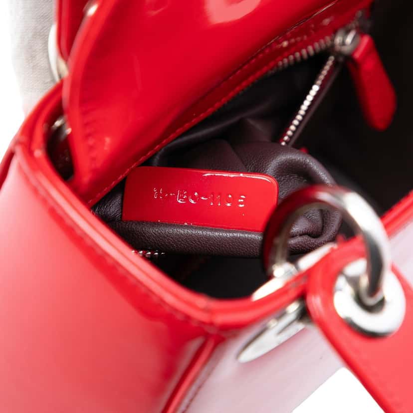 Dior Mini Patent Lady Dior Red Leather Very good condition - Box View