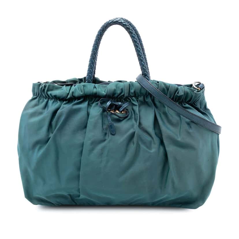 Prada Tessuto Bow Satchel Blue Very good condition - Front View