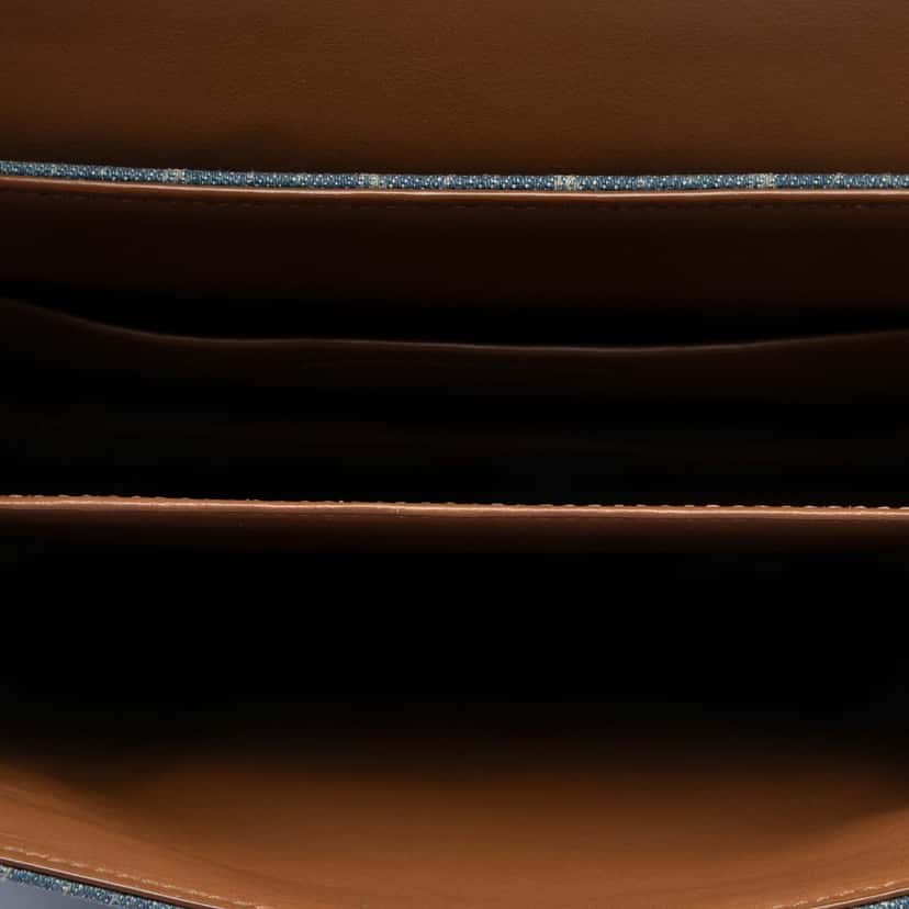 Saint Laurent Suede Trimmed Denim Monogram Allover Crossbody Blue Very good condition - Model View