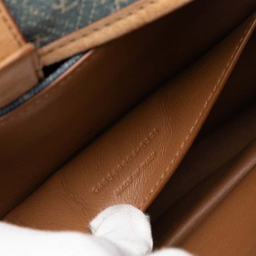 Saint Laurent Suede Trimmed Denim Monogram Allover Crossbody Blue Very good condition - Box View