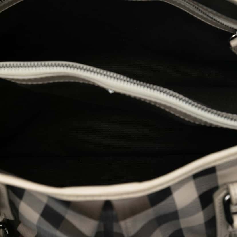 Burberry Smoke Check Coated Canvas Northfield Satchel Beige Very good condition - Model View