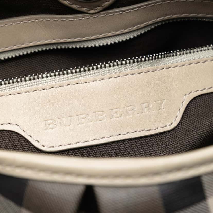 Burberry Smoke Check Coated Canvas Northfield Satchel Beige Very good condition - Box View