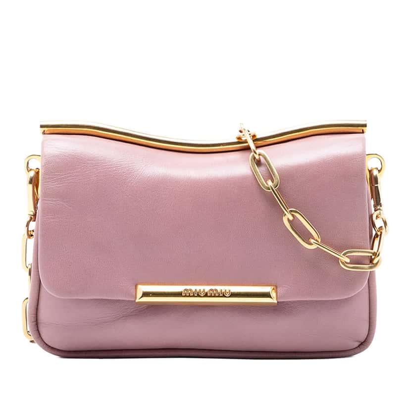 Miu Miu Leather Frame Chain Crossbody Pink Leather Very good condition - Front View