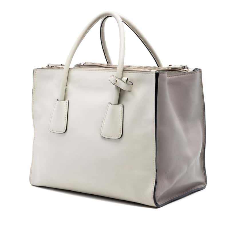 Prada Glace Calf Twin Pocket Double Handle Satchel White Leather Very good condition - Back View