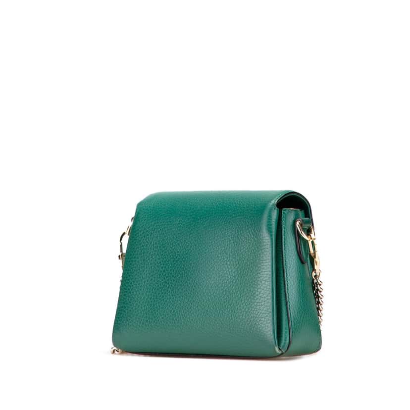 Gucci Small Dollar Calfskin Interlocking G Crossbody Green Leather Very good condition - Back View