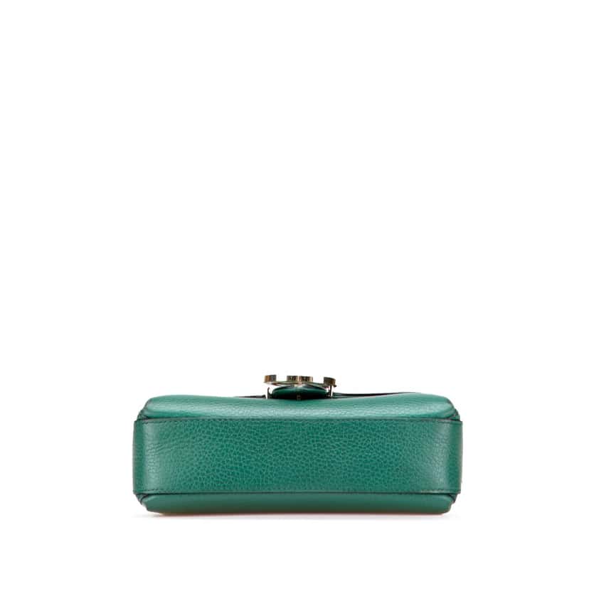 Gucci Small Dollar Calfskin Interlocking G Crossbody Green Leather Very good condition - Inside View