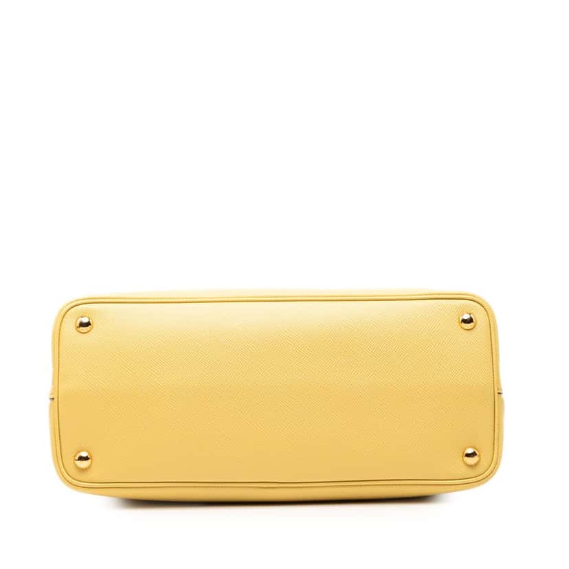 Prada Medium Saffiano Cuir Double Satchel Yellow Leather Very good condition - Inside View