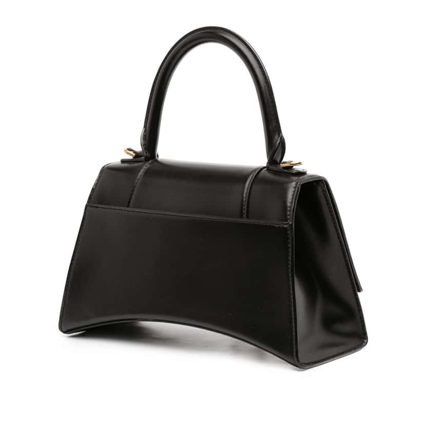Balenciaga Small Shiny Box Calfskin Hourglass Top Handle Bag Black Leather Very good condition - Back View