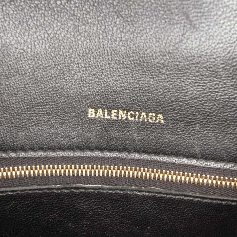Balenciaga Small Shiny Box Calfskin Hourglass Top Handle Bag Black Leather Very good condition - Box View