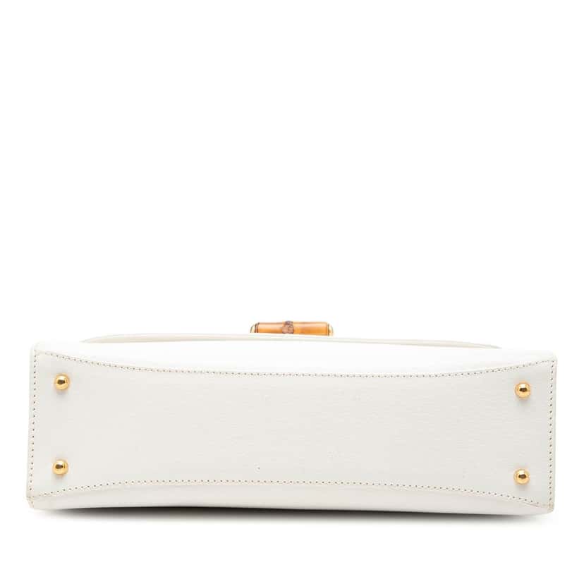 Gucci Calfskin Bamboo Top Handle Bag White Leather Very good condition - Inside View