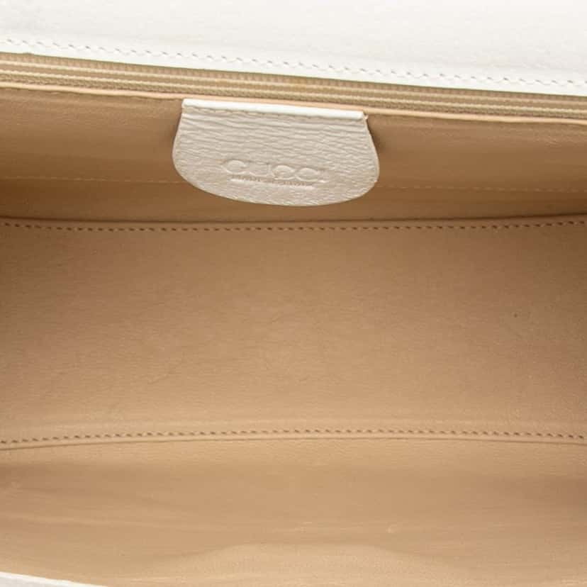 Gucci Calfskin Bamboo Top Handle Bag White Leather Very good condition - Model View
