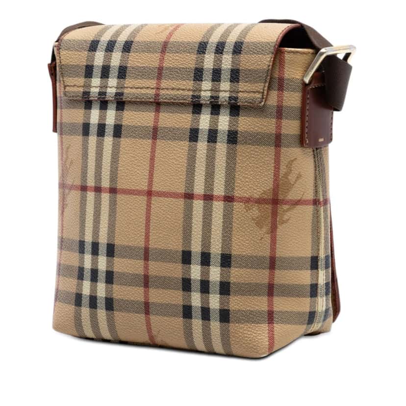 Burberry Haymarket Check Coated Canvas Flap Crossbody Beige Very good condition - Back View