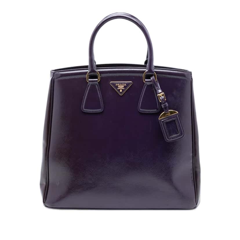 Prada Saffiano Vernice Parabole Tote Purple Leather Very good condition - Front View