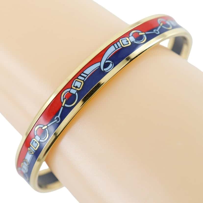 Hermès Printed Enamel Bangle 65 Blue Very good condition - Front View