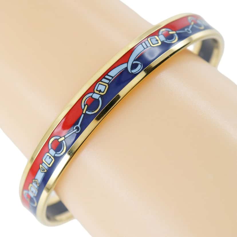 Hermès Printed Enamel Bangle 65 Blue Very good condition - Back View