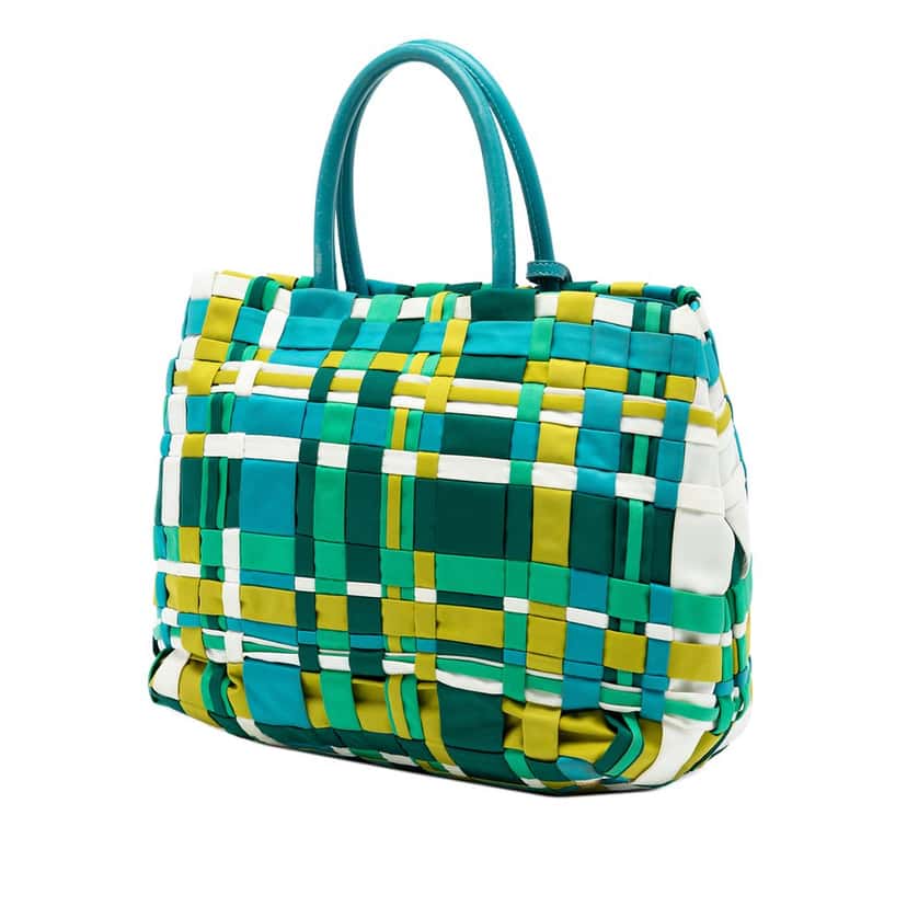 Prada Woven Tessuto Shopping Tote Blue Very good condition - Back View