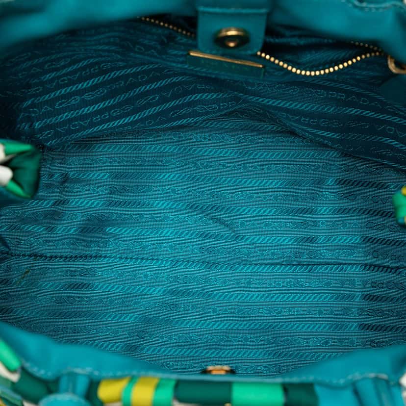 Prada Woven Tessuto Shopping Tote Blue Very good condition - Model View