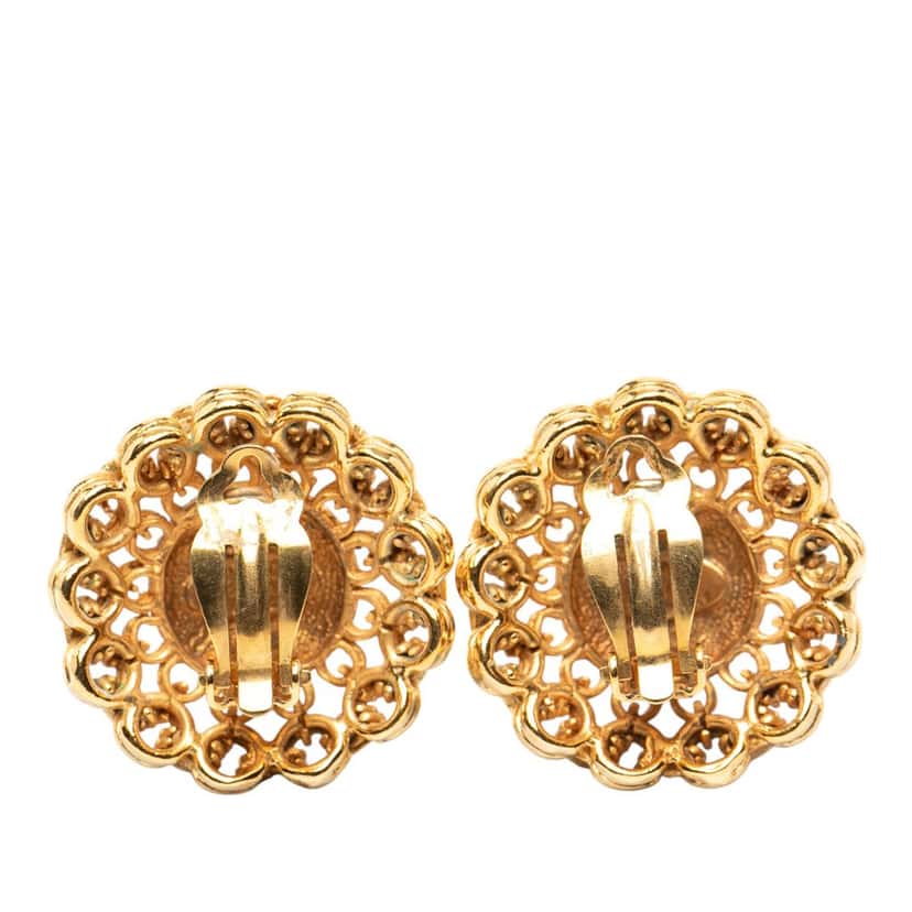 Chanel Gold Plated Chain Dome Clip On Earrings Gold Metal Very good condition - Back View