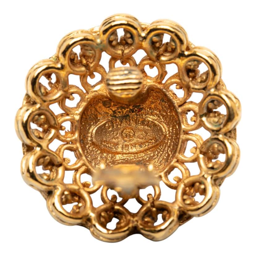 Chanel Gold Plated Chain Dome Clip On Earrings Gold Metal Very good condition - Inside View