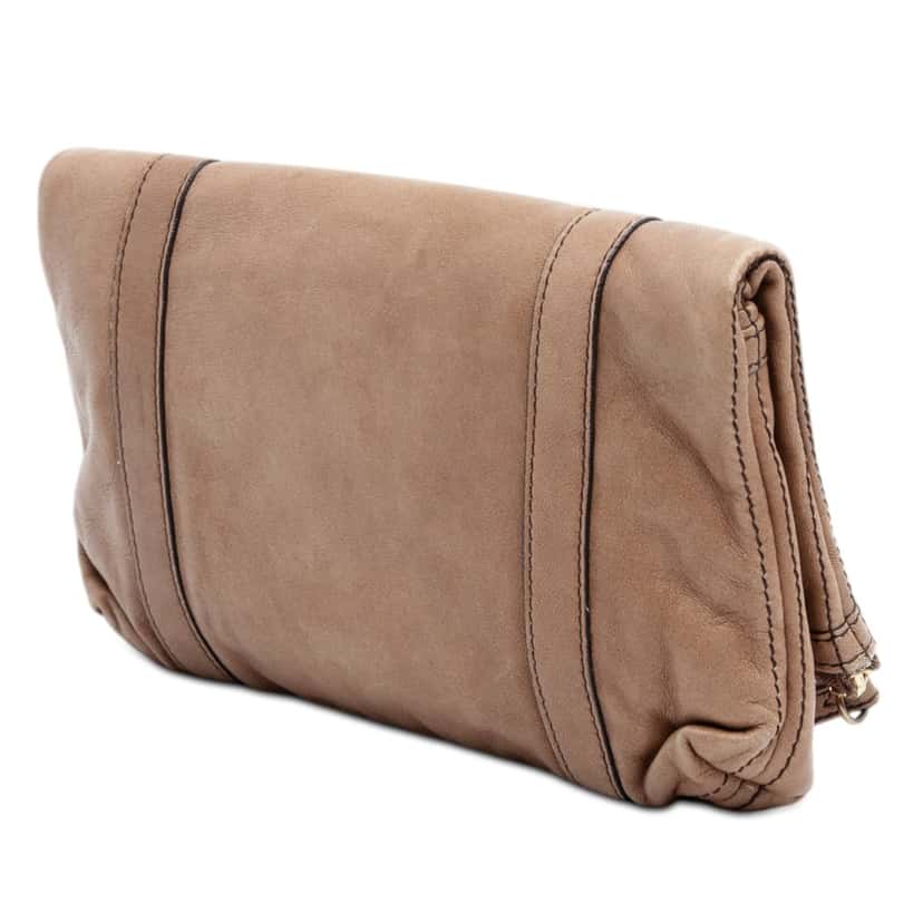 Burberry Leather Fold Over Wristlet Clutch Brown Leather Very good condition - Back View