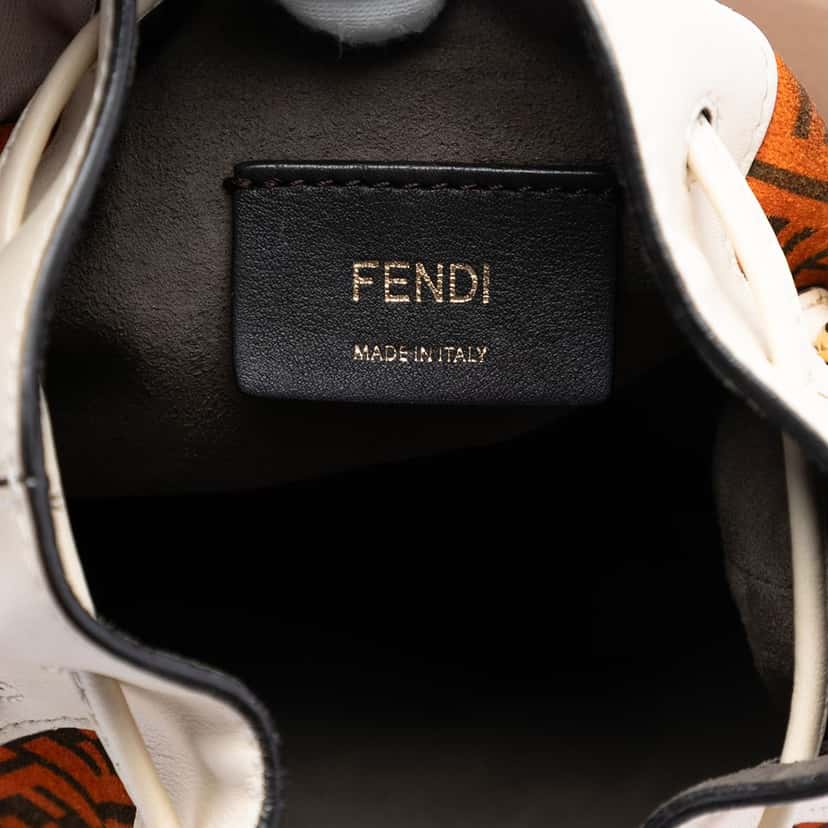 Fendi Mini Zucca Suede Mon Tresor Bucket Bag Orange Leather Very good condition - Box View