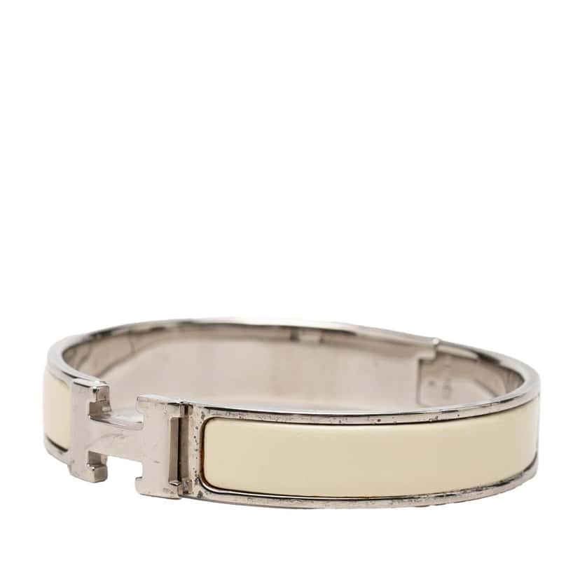Hermès Narrow Enamel Clic H Bracelet PM White Very good condition - Back View