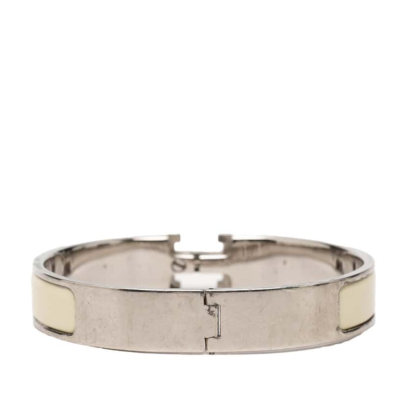 Hermès Narrow Enamel Clic H Bracelet PM White Very good condition - Inside View