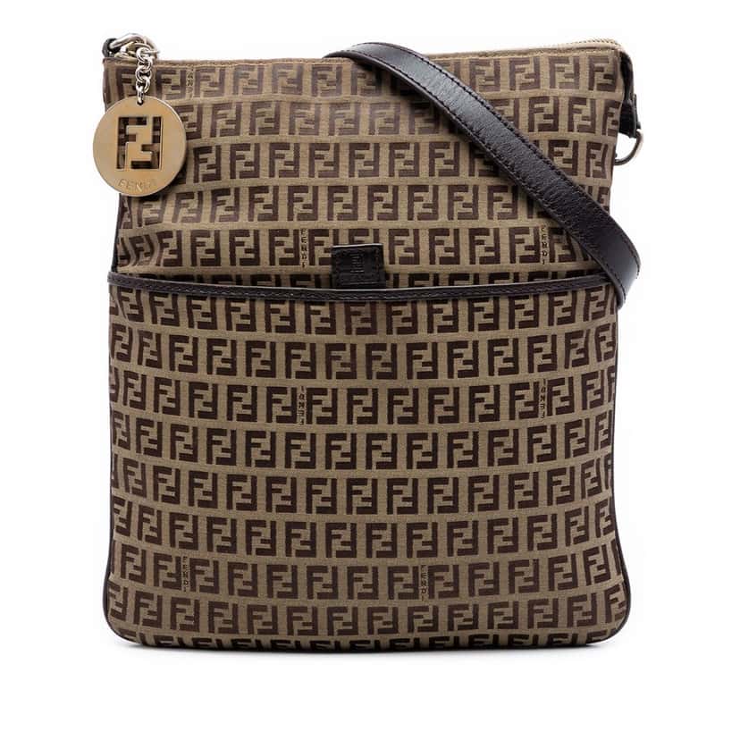 Fendi Zucchino Canvas Crossbody Beige Very good condition - Front View