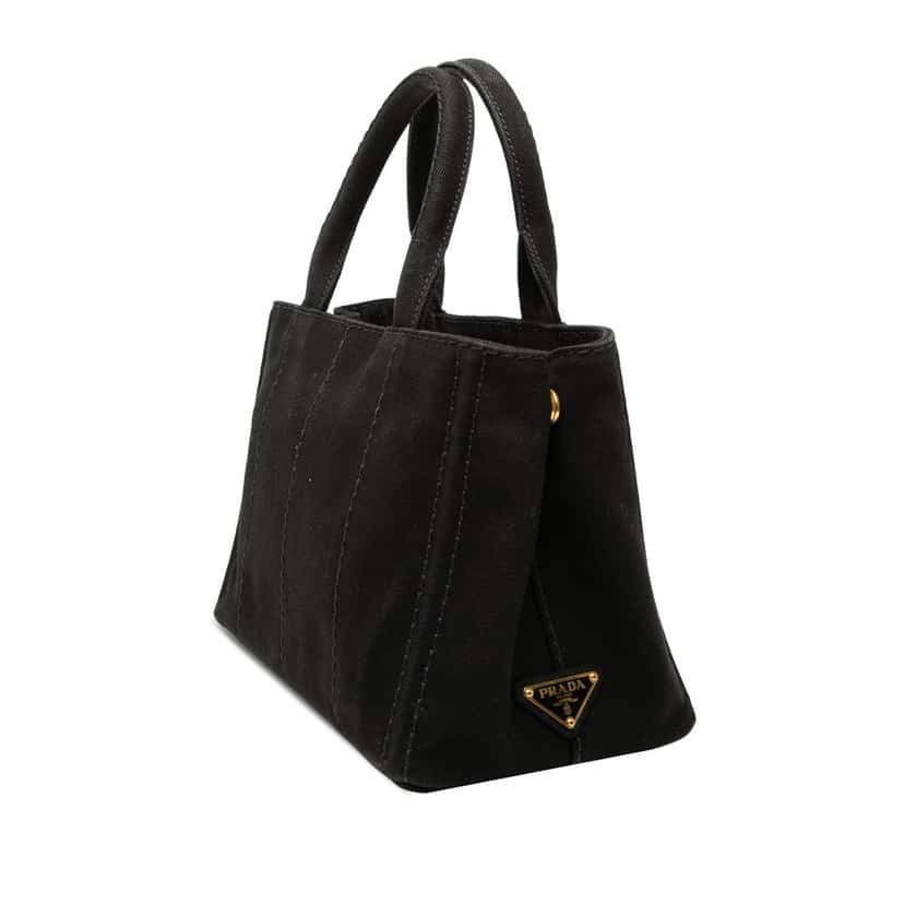 Prada Small Canvas Canapa Logo Satchel Black Very good condition - Back View