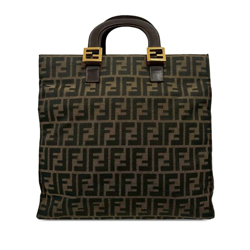 Fendi Zucca Canvas Twins Tote Brown Very good condition - Back View
