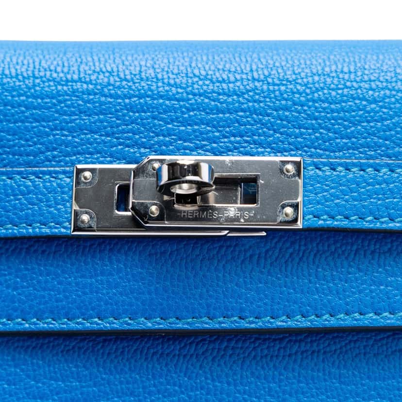 Hermès Chevre Mysore Kelly Longue Wallet Blue Leather Very good condition - Box View